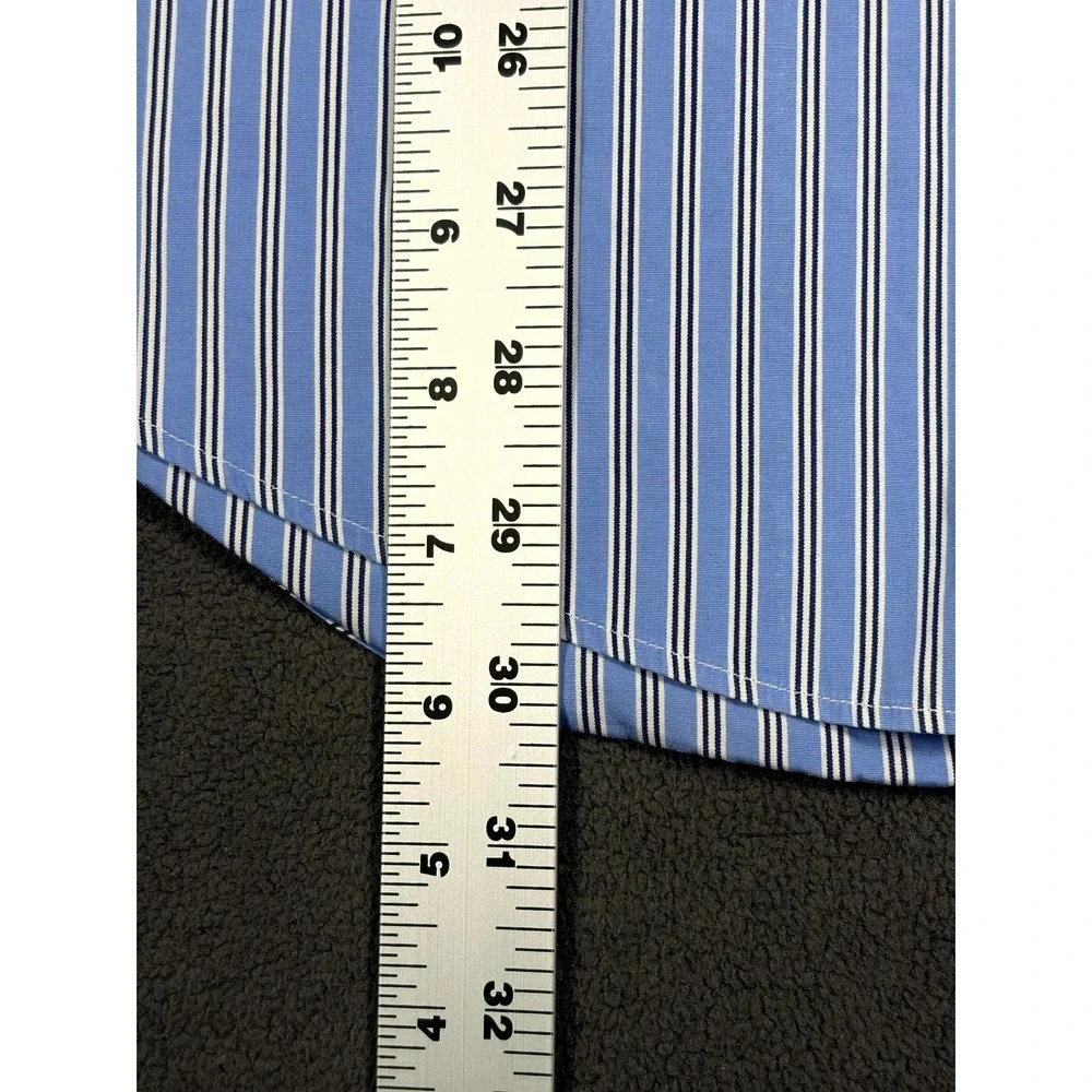 Polo By Ralph Lauren Dress Shirt Mens 16.5 Blue White Striped Regent Custom Fit